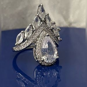 Absolutely Amazing 4 Ct Center Marquise Lab Created Sterling Silver Ring…size 7